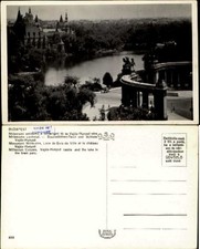 Millenium Column Vajda-Hunyad castle lake town park Budapest Hungary RPPC photo
