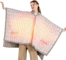 Electric Wearable Heated Blanket 50"  60", Heated Shawl with Pocket  Hood, Coz