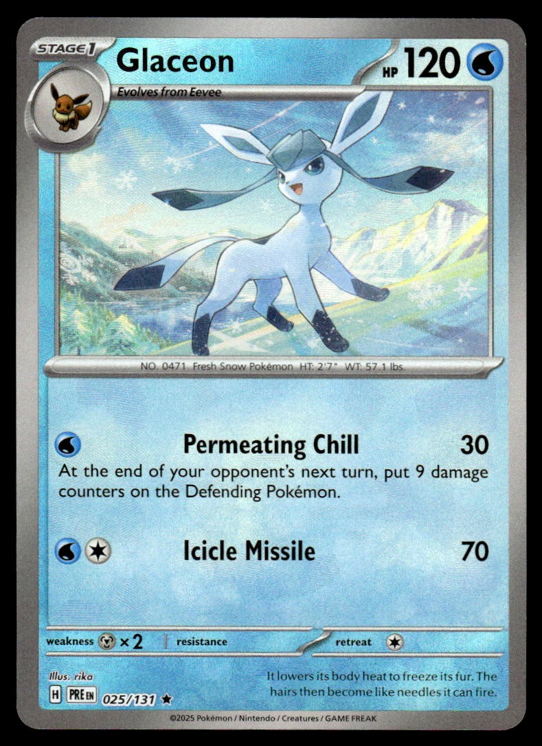 Pokemon TCG Prismatic Evolutions #025/131 Glaceon (Pokeball) NM