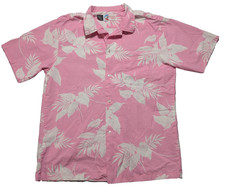 VTG Shoreline Hawaii - Men XL Pink Floral Cotton Hawaiin Shirt - Made In USA