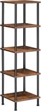 5-Tier Corner Shelf Stand Square Rack Display Tall Storage Plant Stand Brown New