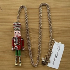 Betsey Johnson Nutcracker Holiday Pendant Necklace Red Green Christmas 2025 NWT