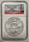 2012 S AMERICAN SILVER EAGLE $1 EARLY RELEASES STRUCK AT SAN FRAN MINT NGC MS 69