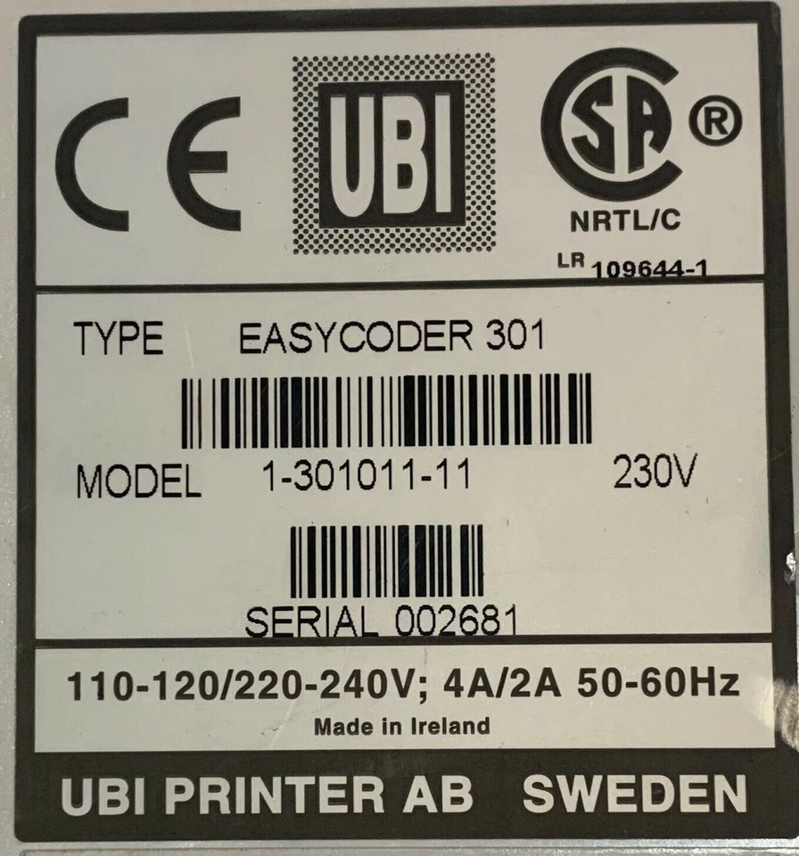 Intermec EasyCoder 301 Thermal Label Printer With Power Supply - Image 2 of 2