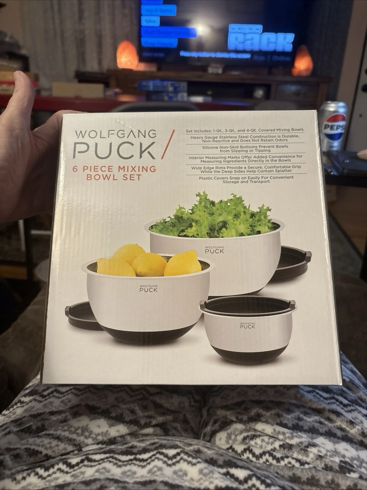 Wolfgang Puck 6‑Piece Mixing Bowl Set – 1qt/3qt/4qt with Lids – NEW IN BOX