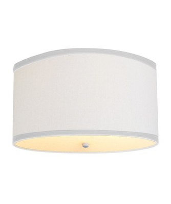 Moderne Flush Mount Conversion Kit 18''w White Linen  Shallow Drum Lampshade