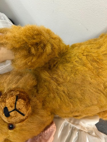 Vintage deutscher Mohair Teddybär, 21 Zoll verbunden, Glasaugen handgenäht antik - Bild 13 von 16