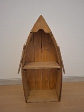 Regal Bootsform Fischerboot Schiff Hängeregal Holz 44 × 19 × 10 cm mit Paddel