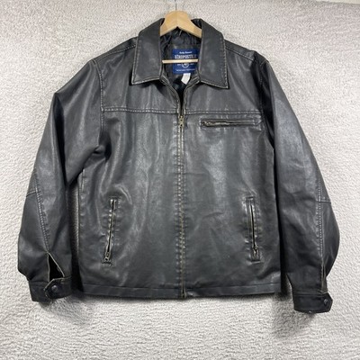 Vintage Aeropostale PVC Faux Leather Jacket Mens Large Brown Biker Cafe Racer