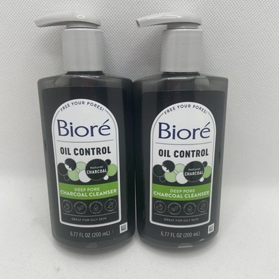 LOT OF 2 Biore Deep Pore Charcoal Cleanser Oil Control 6.77 oz Each