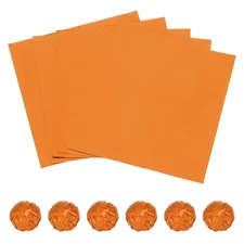 100 Pcs 3 x 3 Inch Square Aluminum Foil Candy Wrappers, Orange