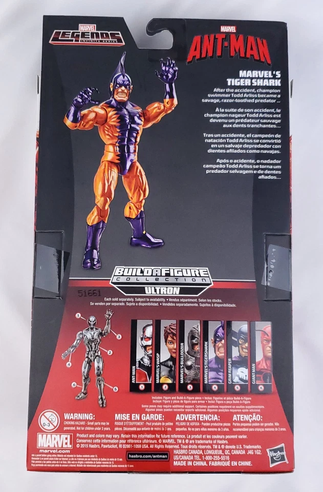 Figura de acción Marvel Legends Ant-Man Infinite Series Tiger Shark 6" - Ultron BAF Foto 2 de 3