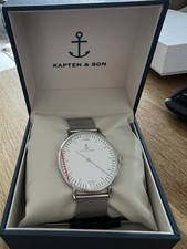 Kapten & Son Campus Watch White Face With Silver Mesh Strap. Needs Battery.