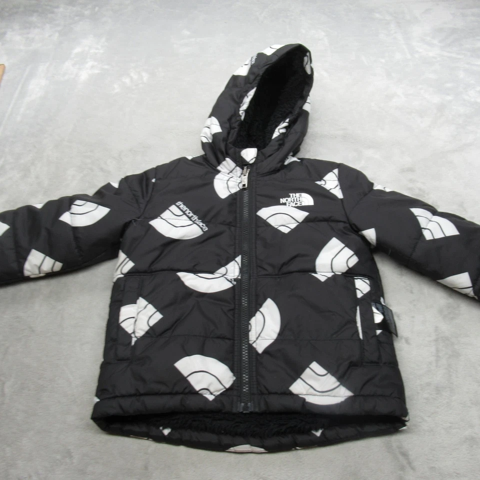 Chaqueta North Face Niños 4 Negra Reversible Puffer Aislada Resistente al Agua Difusa Foto 2 de 4