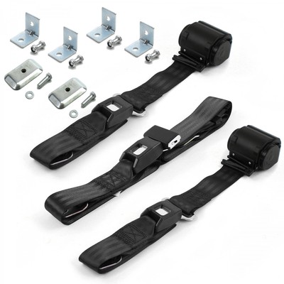 Jeep Cherokee 1984 - 2001 Standard 2pt Black Retractable Bench Seat Belt Kit w/ 