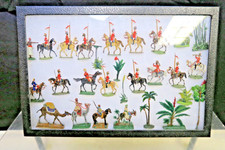 27 Vintage Metal Hand-Painted Middle Eastern Soldier Flats In Display Case