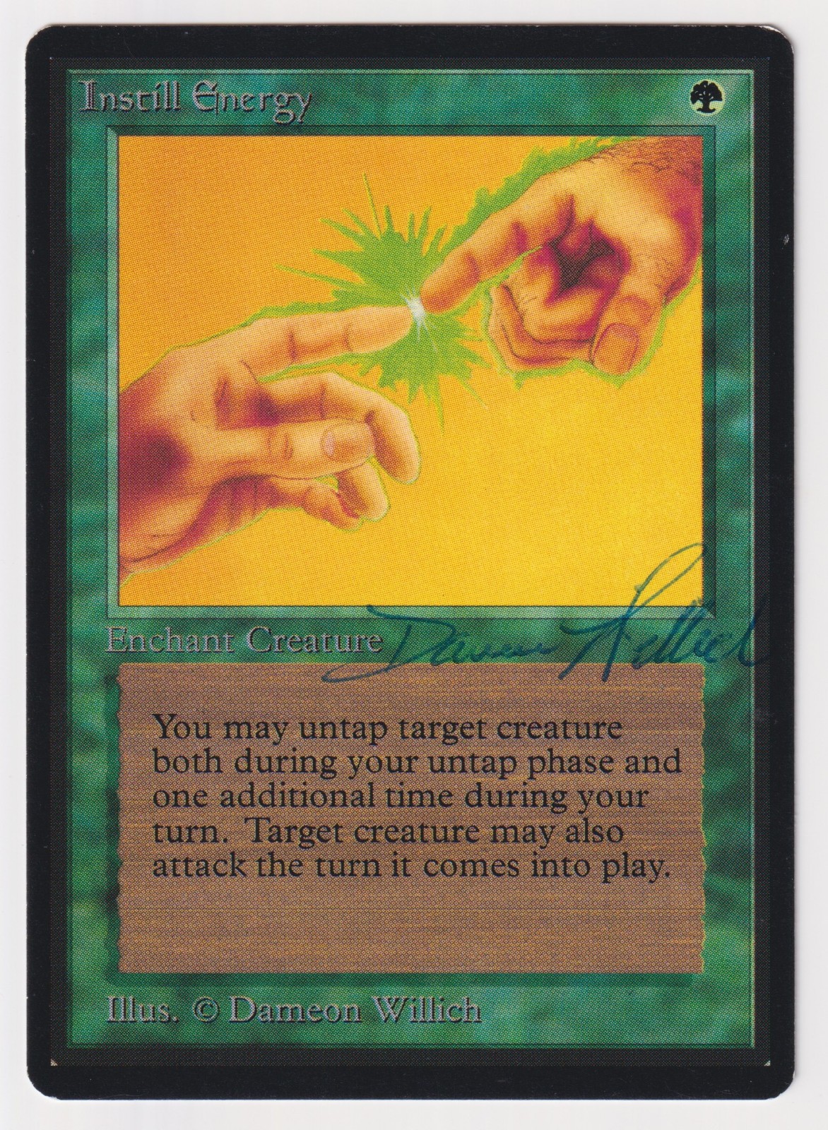 Blue Signed Instill Energy LP Beta Artist Dameon Willich 1993 MTG Magic Misprint