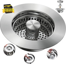 Sink Drain Strainer 3 in 1, 304 Stainless Steel Pop up Sink Stopper, Anti-Cloggi