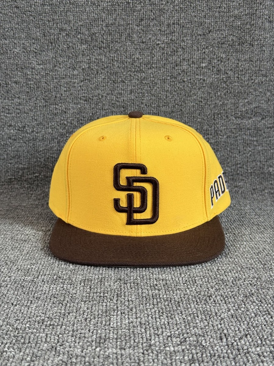 Mitchell & Ness Padres Snapback Flat Brim Yellow Brown Hat S1203