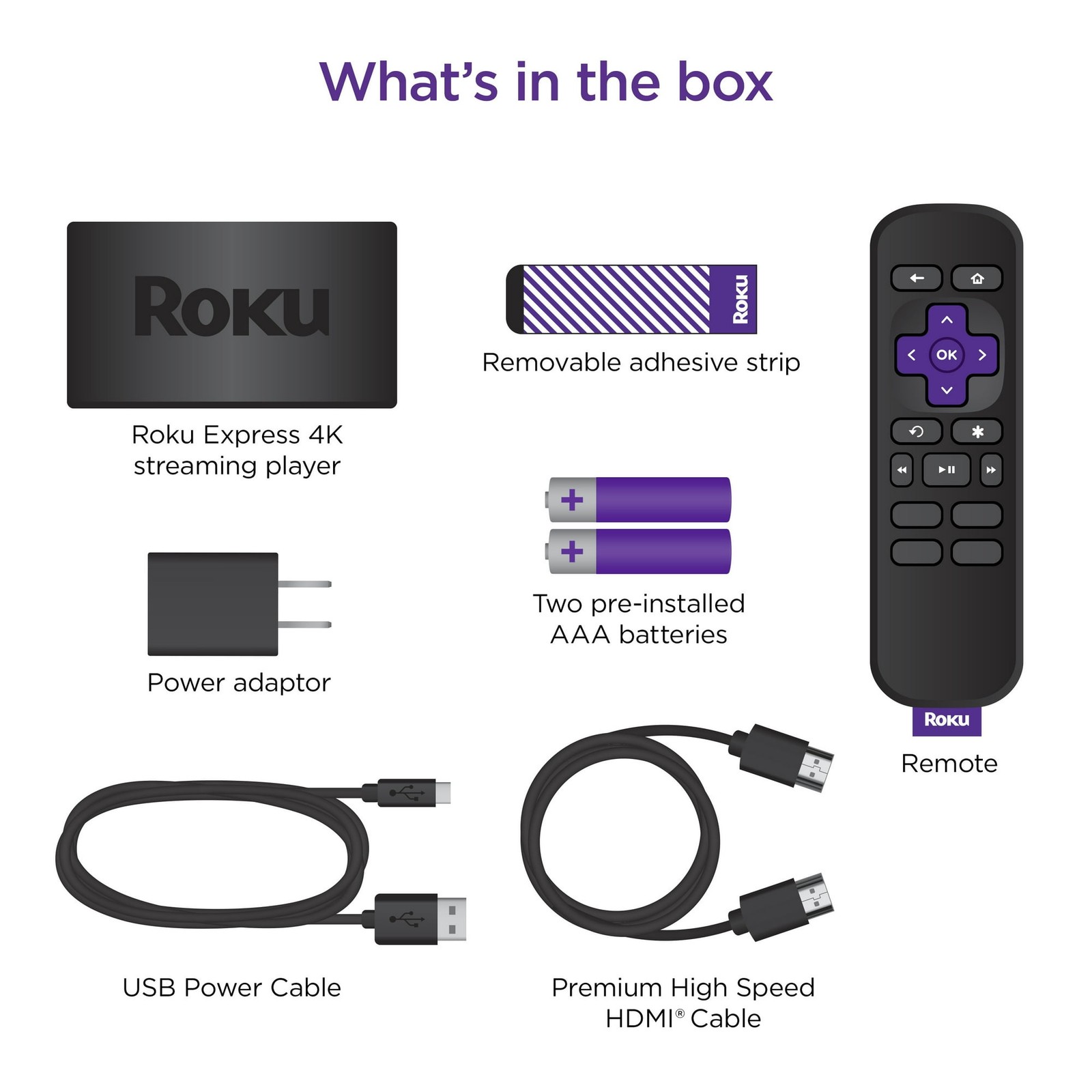 Roku Express 4K+ | Roku Streaming Device 4K/HDR with Voice Remote, Free & Live T