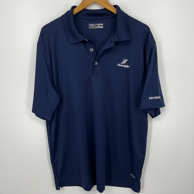 #ad Callaway Polo Shirt Men#x27;s Size XL Blue Honda Jet Golf Short Sleeve Collared $16.95