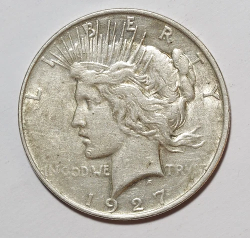(1) VF 1927-D Peace Dollar 90% Silver Denver Mint Very Fine $1 US Coin