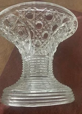 Vintage L.E. Smith Glass Daisy & Button Clear Ridges Punch Bowl Stand 7 1/4 Tall