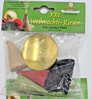 3x Knox, Zwetzer Riesen XXL Räucherkerzen+  Glimmschale #R31B2