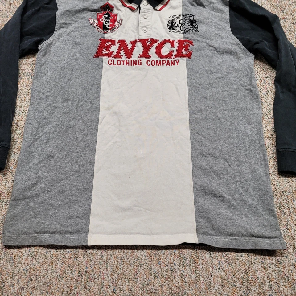 Enyce Polo Shirt Mens XL Multi Striped Rugby Crest Streetwear Hip Hop Rap Y2K - Image 3 of 4