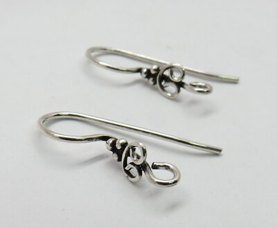 4 Pieces Earring Hooks 925 Sterling Silver 24 mm Long Bali Earwire 21 Gauge  