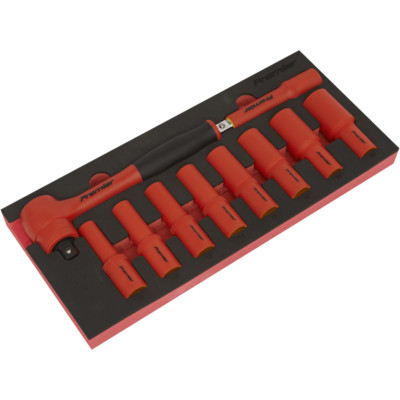 Sealey 10 Piece 1/2'' Drive VDE Insulated Socket Set in Module Tray