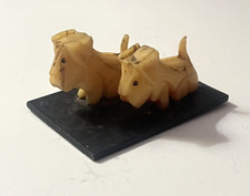 Pair Miniature Celluloid Scotty Dogs on Base Made in Japan
