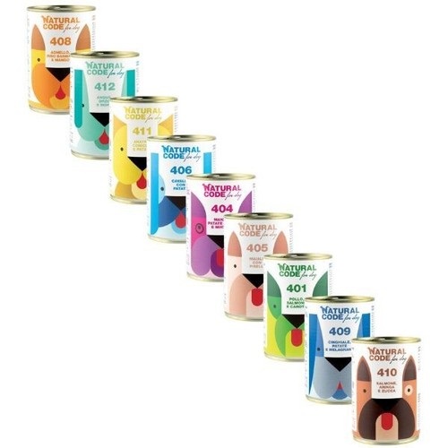 natural code scatolette cane 400 gr 4 gusti offerta : 24 lattine