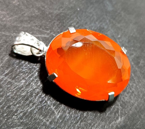50 CT ORANGE OPAL GERMAN SILVER SOLITAIRE OVAL SHAPE LOOSE GEMSTONE - Picture 6 of 8