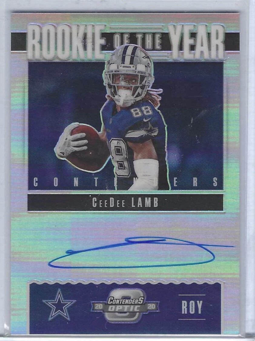 CEEDEE LAMB 2020 OPTIC CONTENDERS SILVER ROOKIE OF THE YEAR AUTO RC #D 79/99