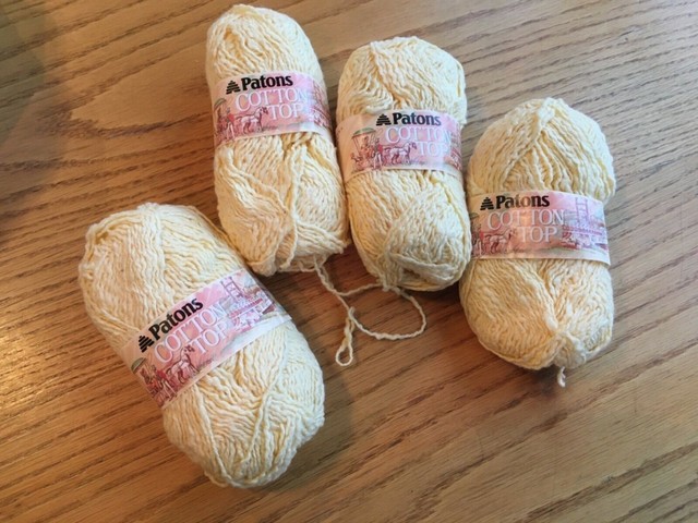 Lot of 4 NEW Skeins Patons Cotton Top Yarn 6420 YELLOW Spring Color