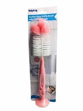 Baby Bottle Washer Brush Sponge Cleaner Nipple Cleaner W/ Suction Base 12  PINK