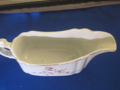 Antique Dresden Porcelain Gravy Boat Sauce China Floral Gold Trim Pink - Picture 2 of 5