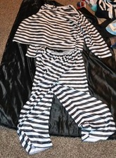 Jail Bird Convict Prison Halloween Costume Adult One Size Fits Most Stripes
