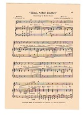 Vtg. UNIVERSITY OF NOTRE DAME song - 'HIKE, NOTRE DAME!' c 1923
