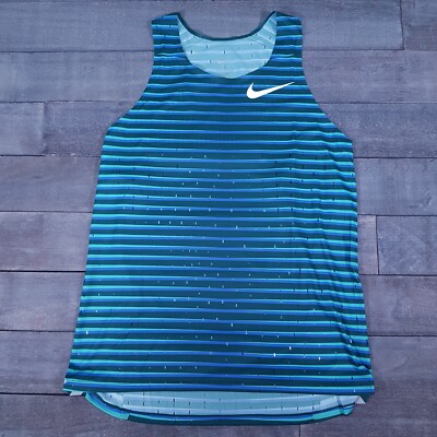 NIKE 2022 Pro Elite Team Distance Singlet Mens LARGE Made In USA Blue Green