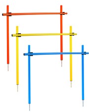SPORTIKEL24 Hürdenset mit Stangen 100 cm, ø 25 mm, Agility-Hürde 3 Farben
