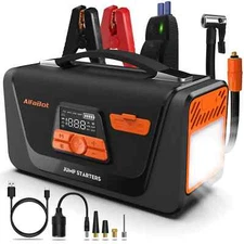 AlfaBot 4 in 1 Jump Starter w. Air Compressor, 4000A Peak Car Battery 