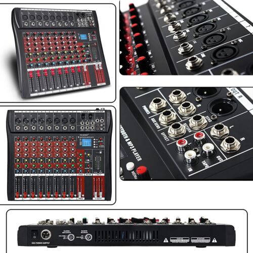 8 Kanal Bluetooth Live Studio Audio Mixer Power Mixing Console Platine mit USB OP - Bild 6 von 9