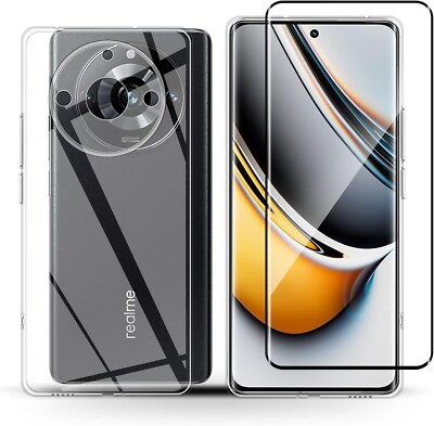 FOR REALME 11 PRO PLUS CLEAR CASE COVER + TEMPERED GLASS FILM