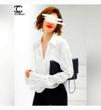 Womens Ladies OL Shirt Long Sleeve Work Office Tops Casual Button Down Blouse
