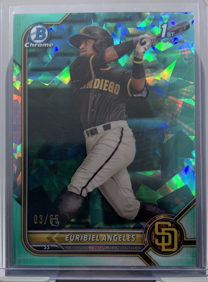 EURIBIEL ANGELES 2022 Bowman Sapphire 1ST BOWMAN AQUA REFRACTOR /55 Padres