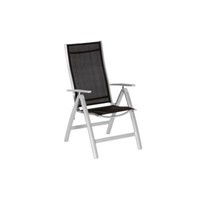 Merxx Gartenstuhl Klappsessel Carrara, Mehrfach Verstellbar, Schwarz, Aluminium