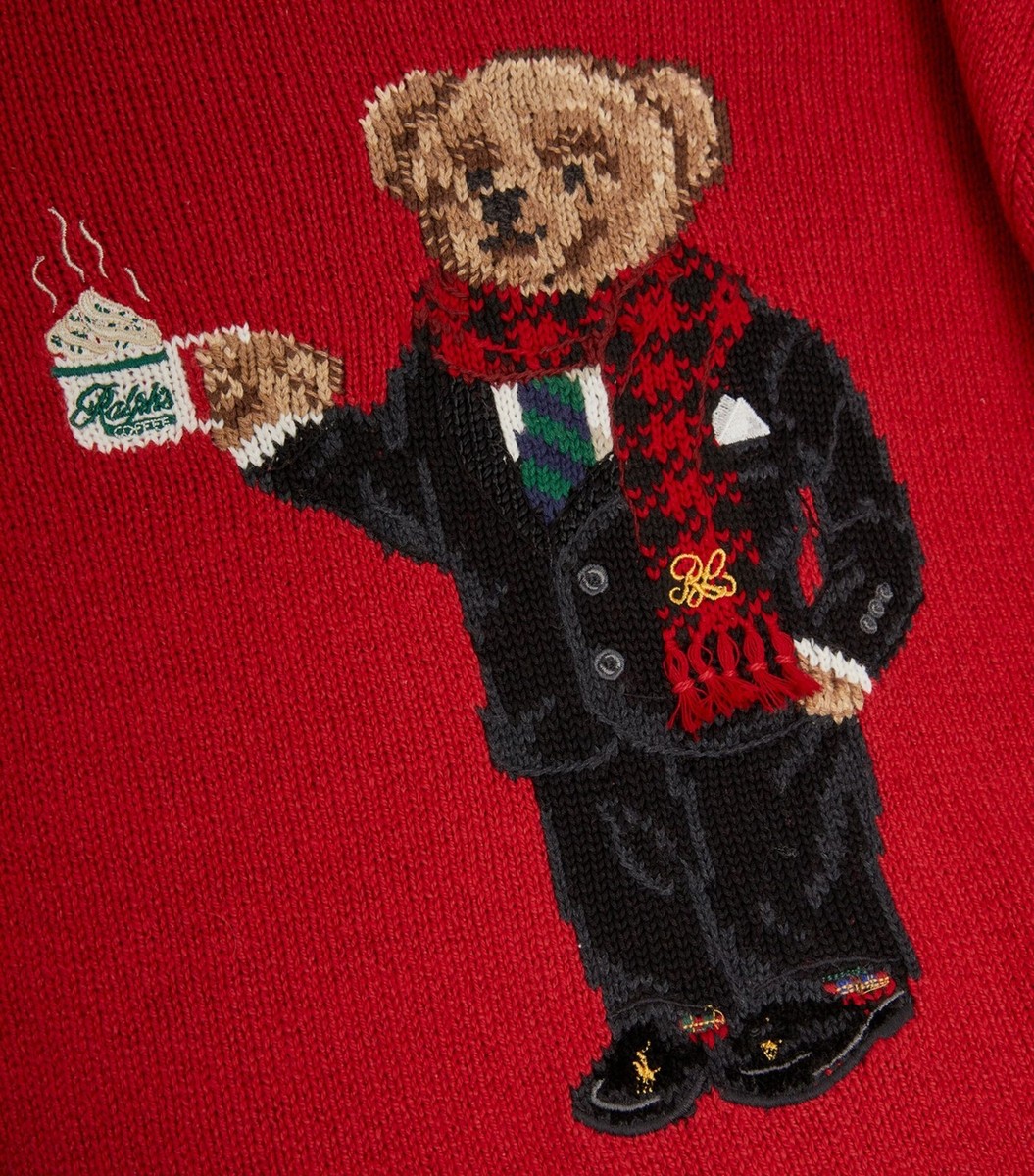 POLO RALPH LAUREN Men's Size XL Red Polo Bear Knit Sweater