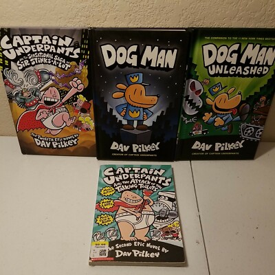 Dog Man set of 2, hard back Dav Pilkey and set of 2 Capt